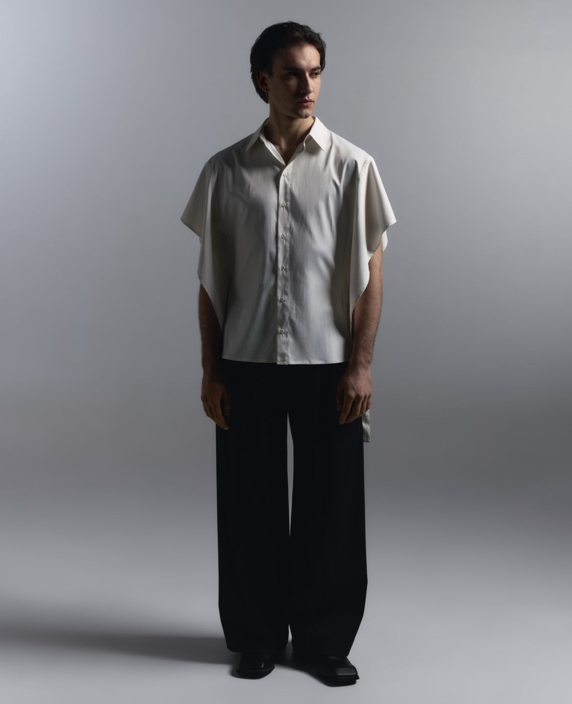 Flow-Cut Draped Sleeve Shirt