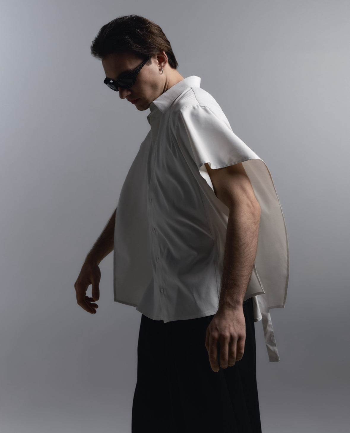 Flow-Cut Draped Sleeve Shirt