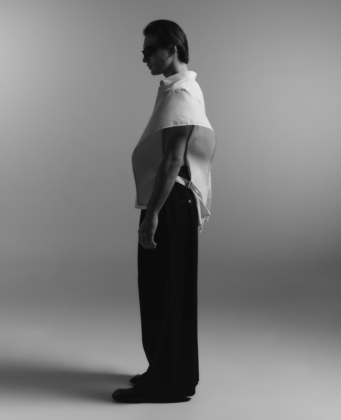 Flow-Cut Draped Sleeve Shirt