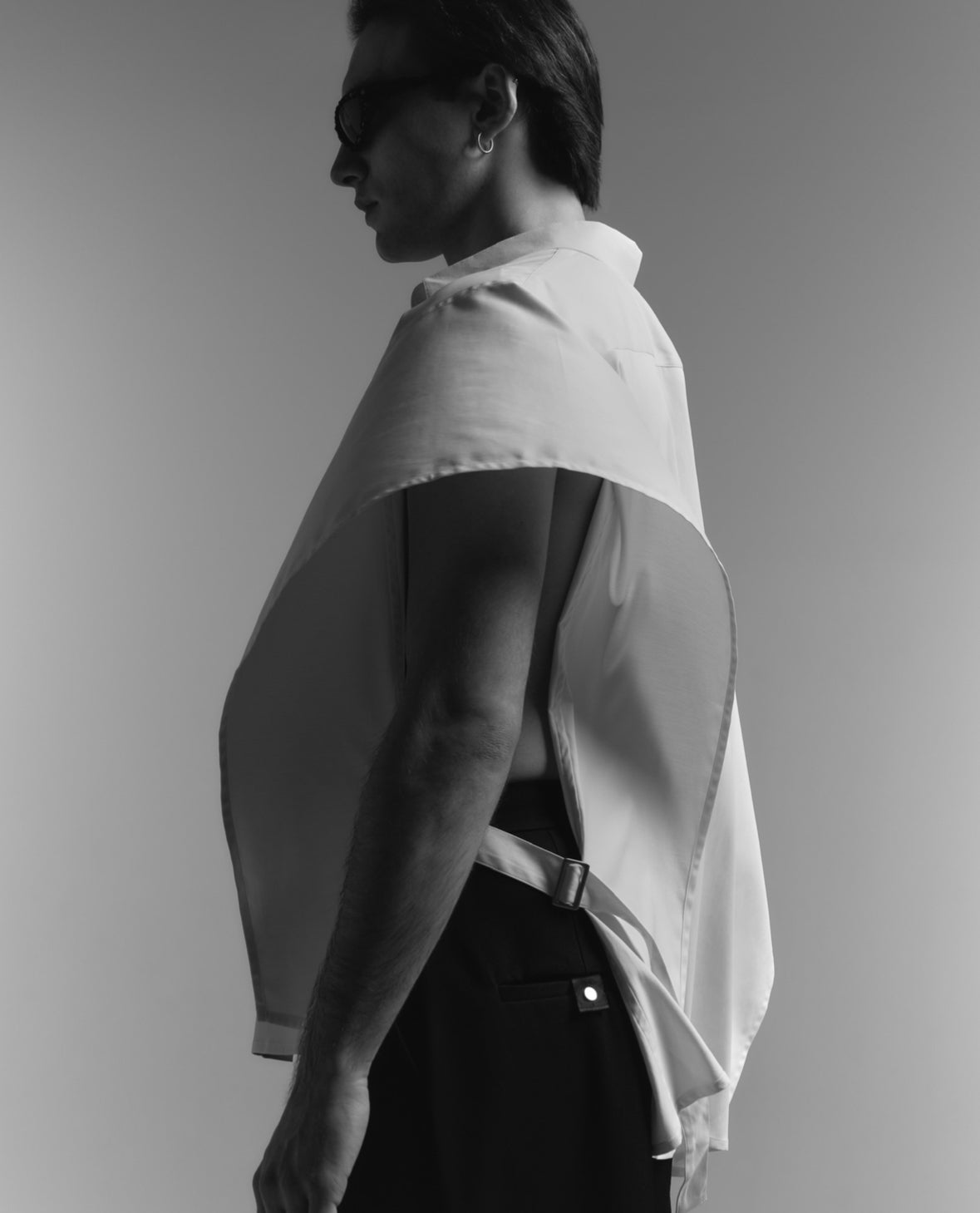 Flow-Cut Draped Sleeve Shirt